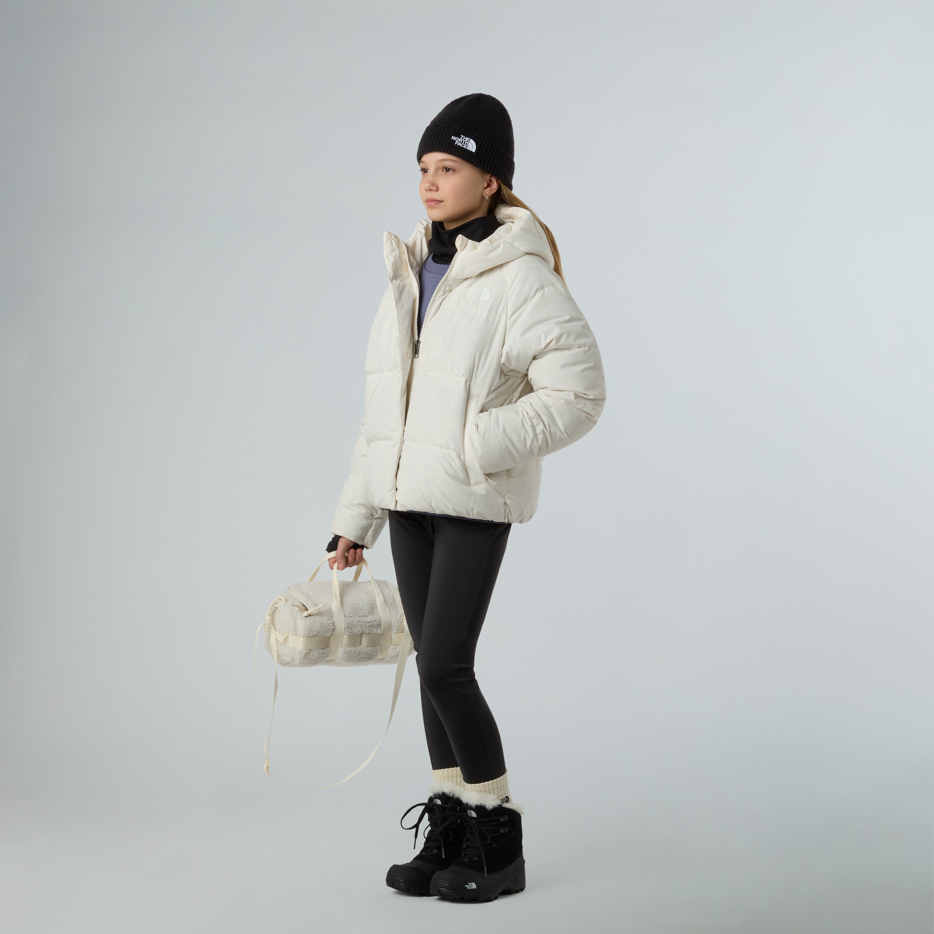 Piumino con cappuccio "North Down" bianco in piumino riciclato 600-fill 
