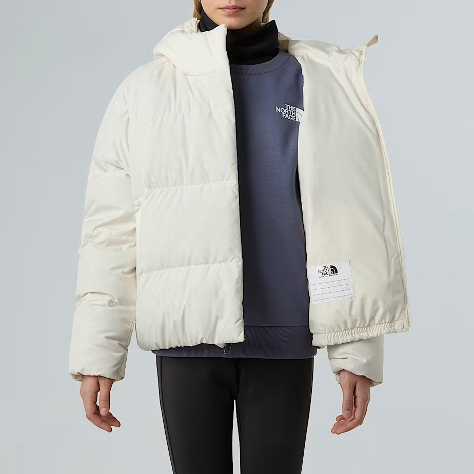 Piumino con cappuccio "North Down" bianco in piumino riciclato 600-fill 