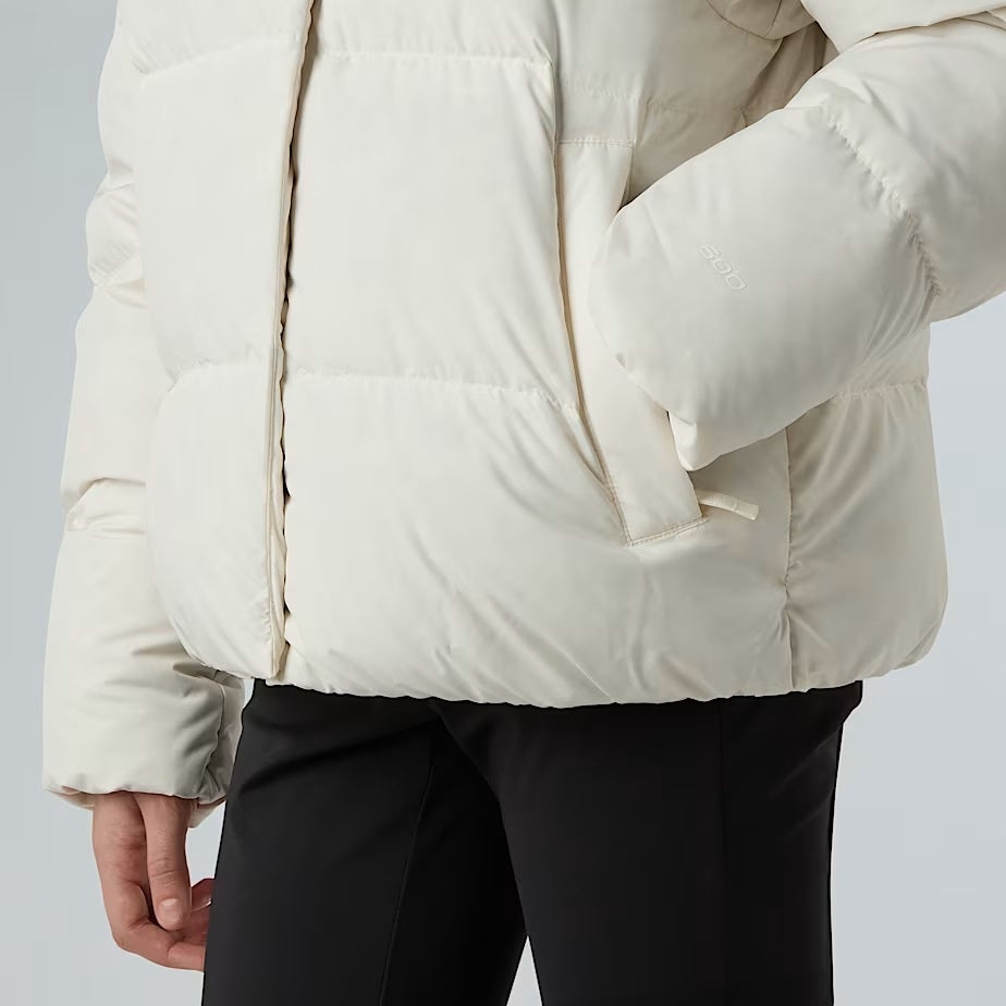 Piumino con cappuccio "North Down" bianco in piumino riciclato 600-fill 