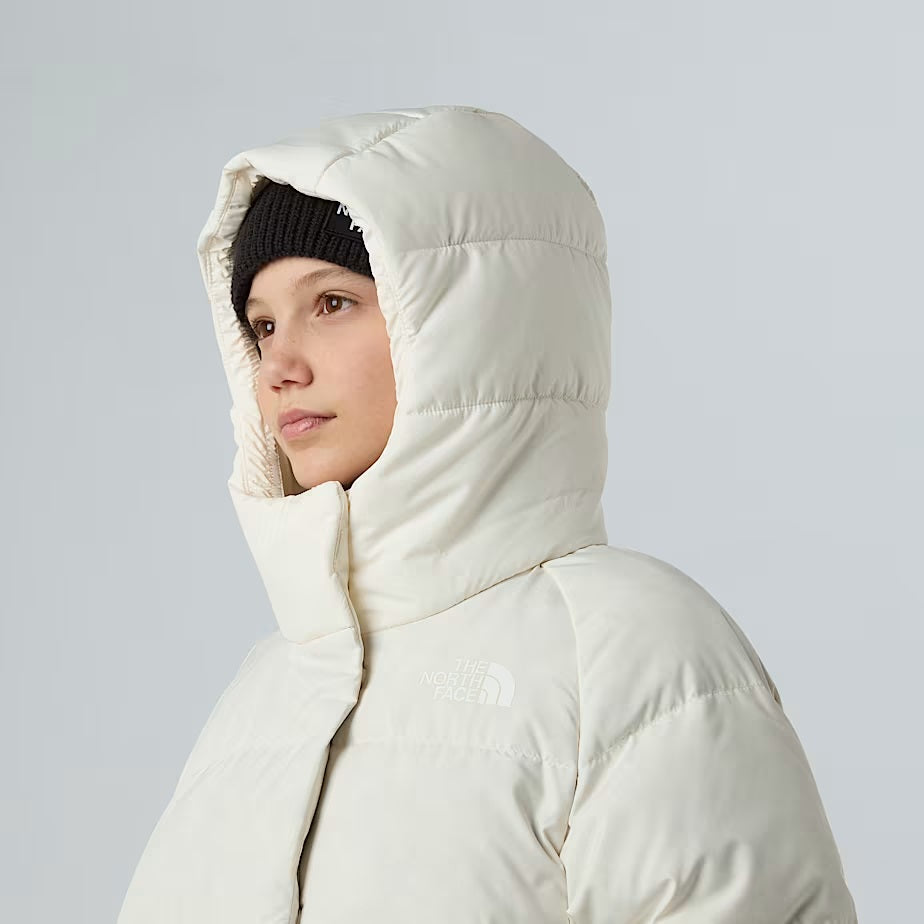 Piumino con cappuccio "North Down" bianco in piumino riciclato 600-fill 