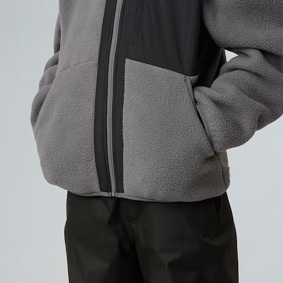 Giacca in pile "Yumiori"grigio/nero  in materiale riciclato 