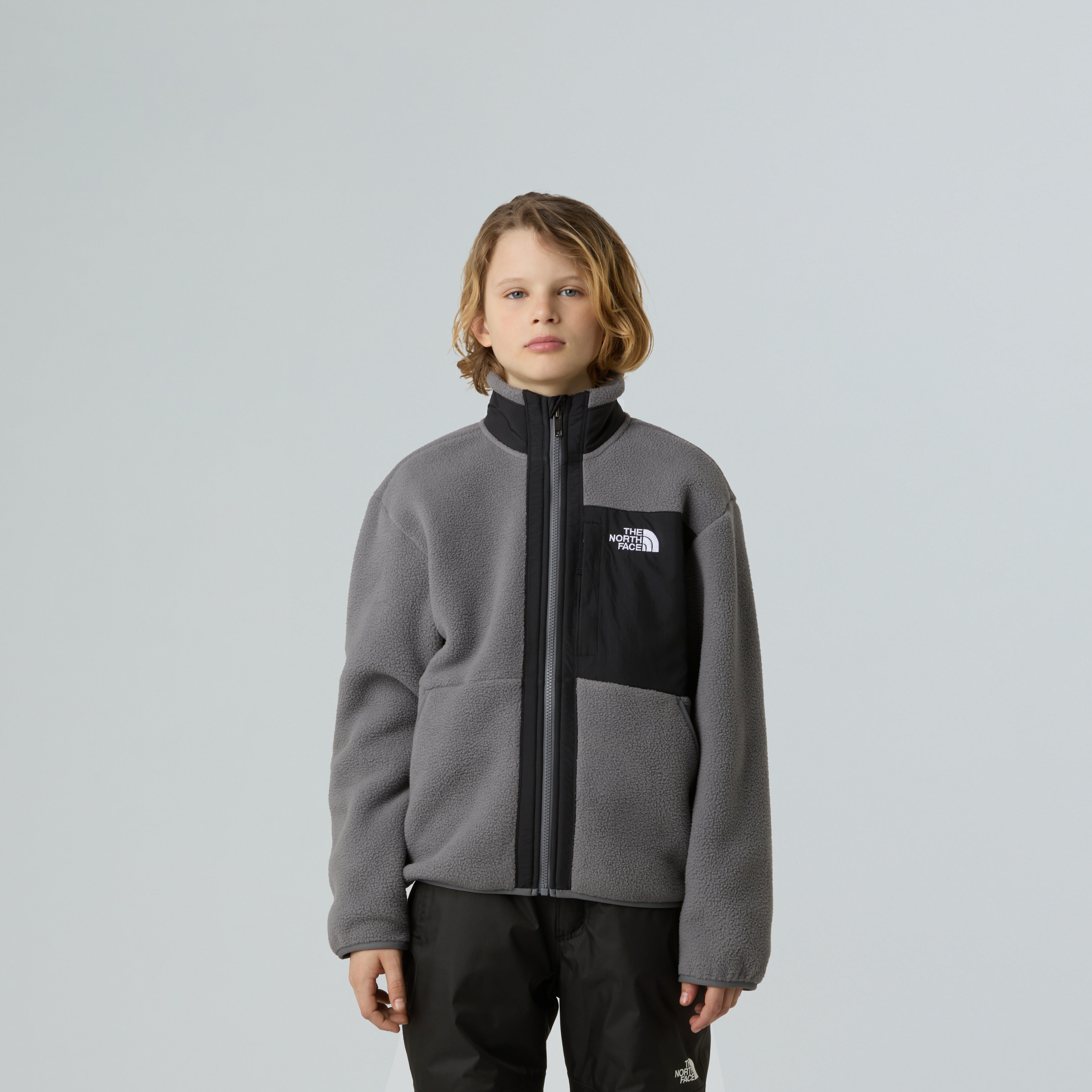 Giacca in pile "Yumiori"grigio/nero  in materiale riciclato 