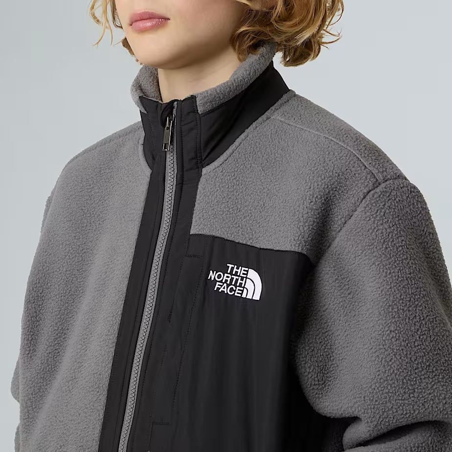 Giacca in pile "Yumiori"grigio/nero  in materiale riciclato 