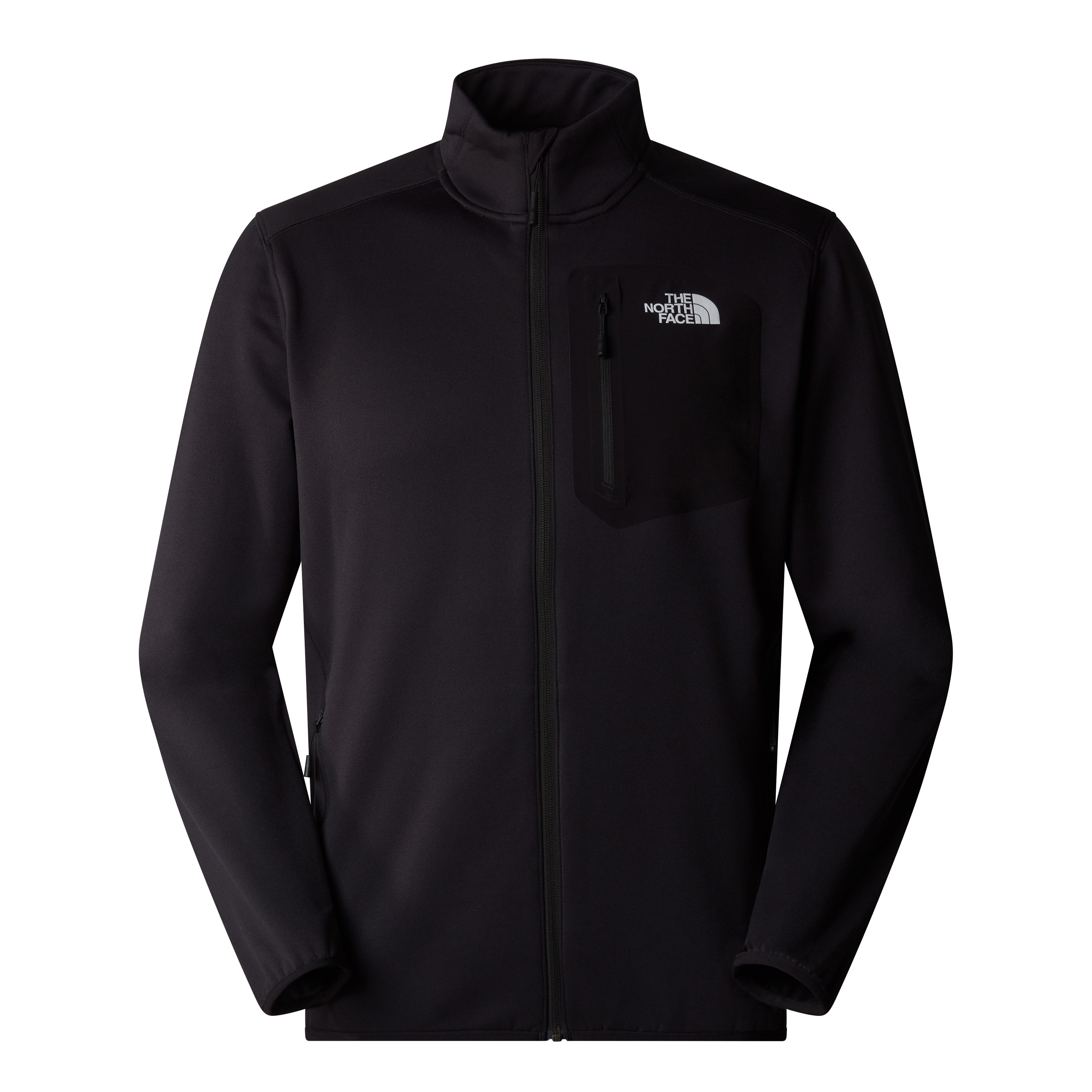 Giacca nera in pile "Pile Crest" con Zip Integrale e Tasche con Cerniera 