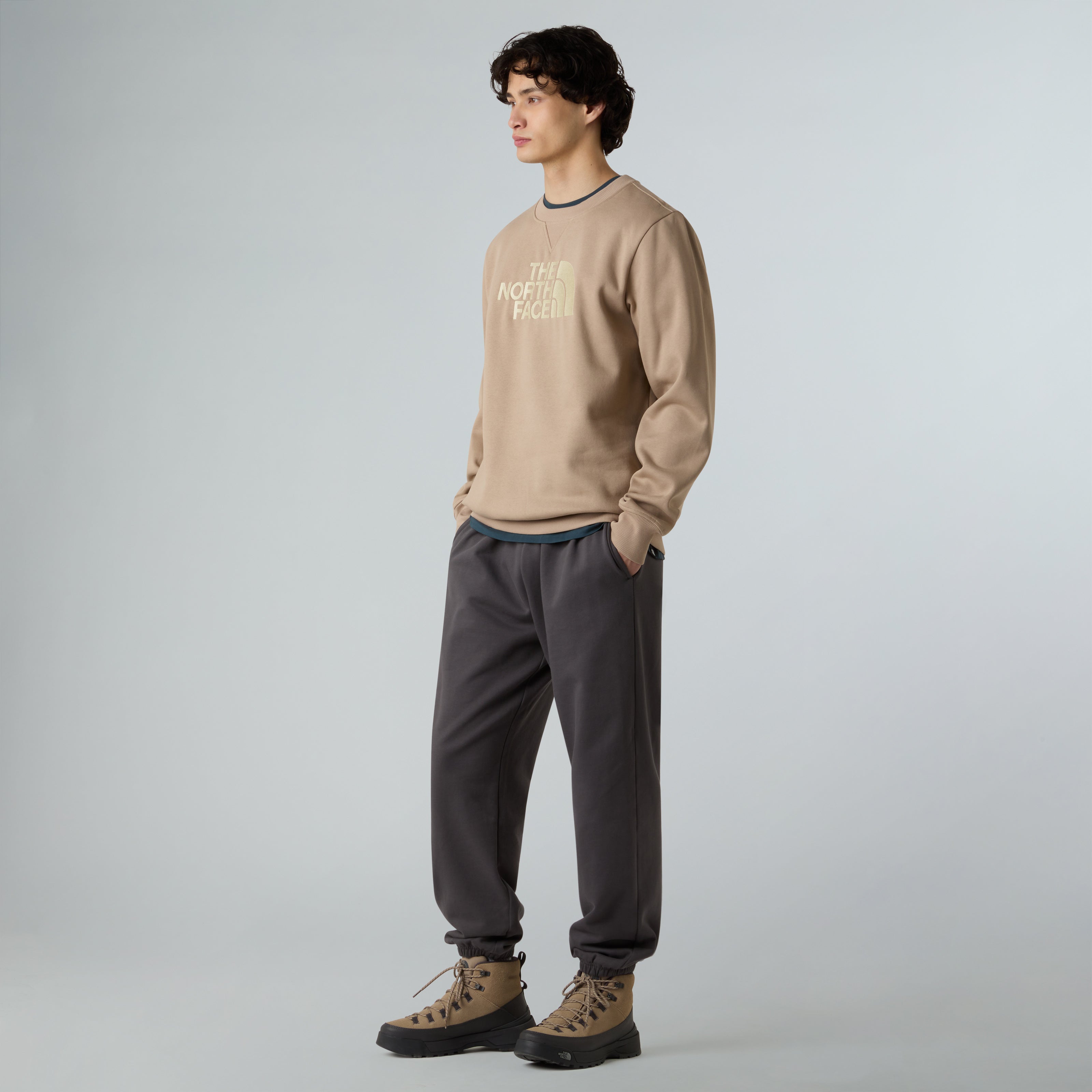 Felpa "Drew Peak" Grigia Mushroom Grey-Gravel con Logo Ricamato 