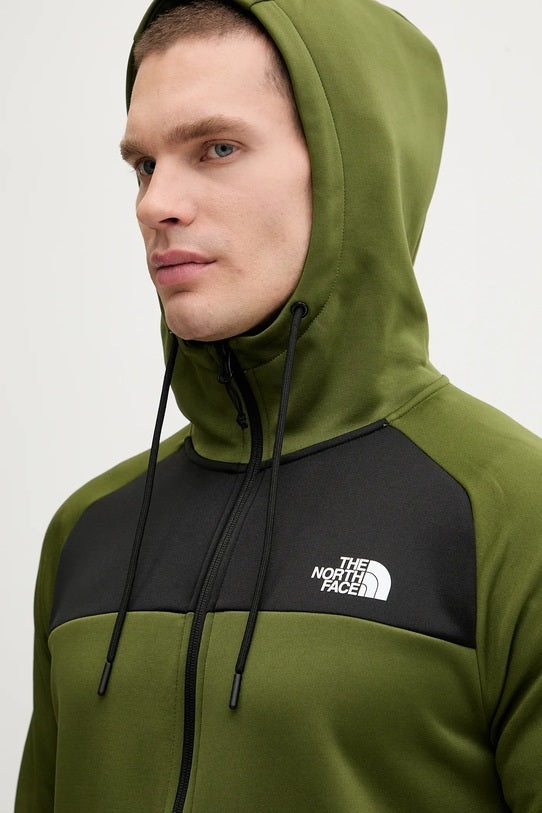 Felpa da trekking verde "Reaxion" con cappuccio e zip in fleece riciclato 