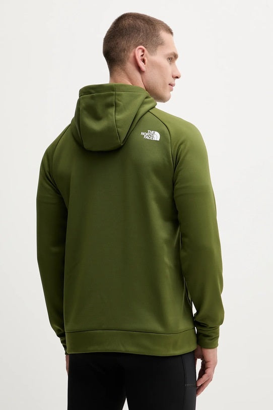 Felpa da trekking verde "Reaxion" con cappuccio e zip in fleece riciclato 