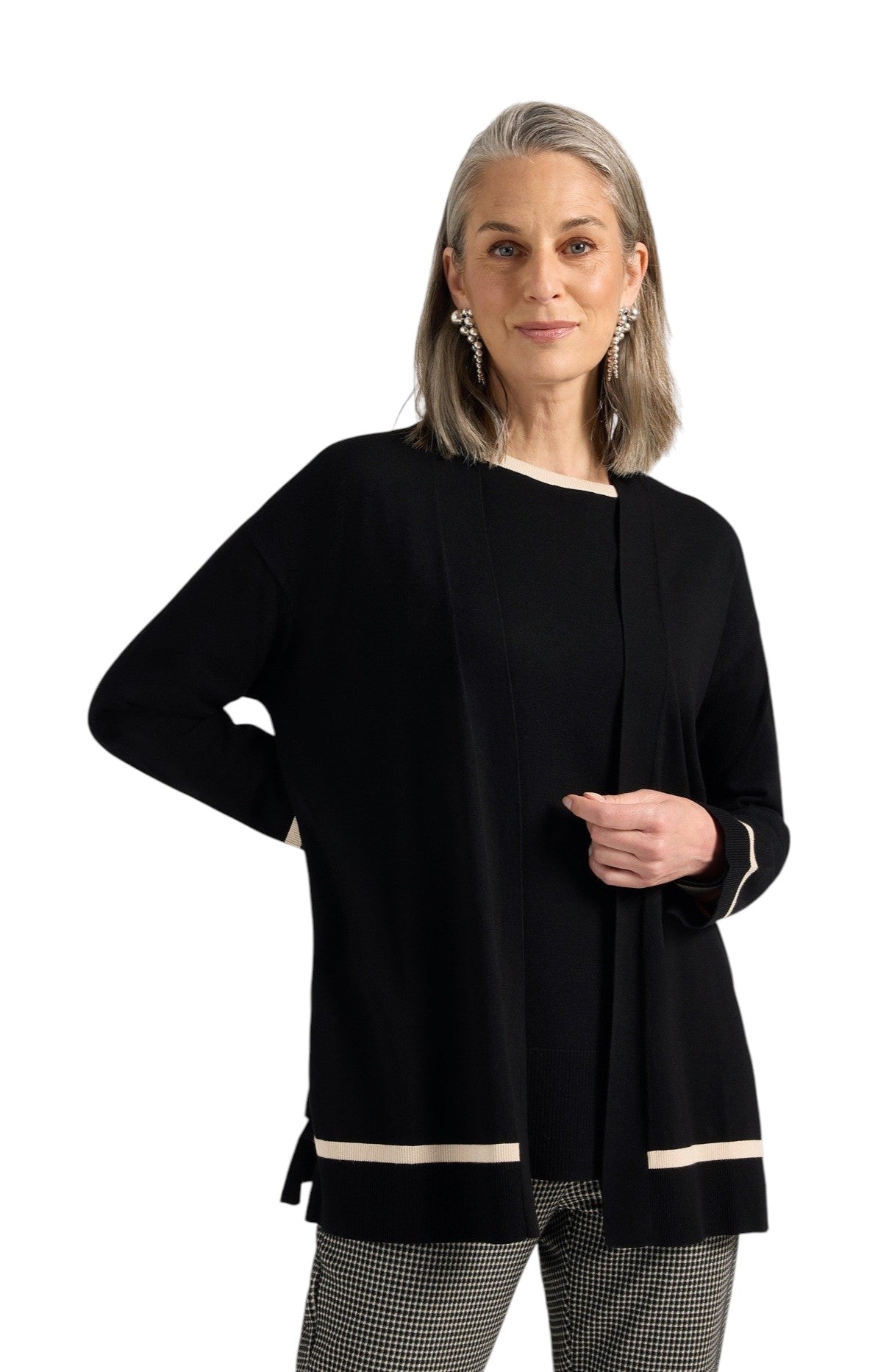 Cardigan Elena Mirò donna M037Z000798N0A1 in viscosa aperto Nero 