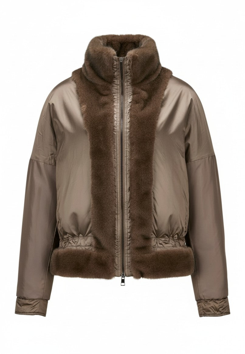 Giubbino MILESTONE donna DENISE 22 ecopelliccia trapuntata Taupe 