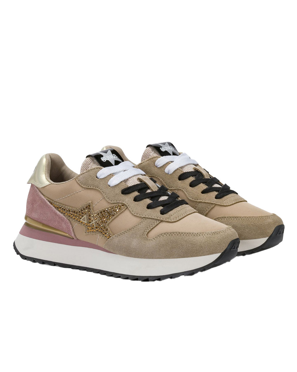 Sneakers SUN68 donna Stargirl Strass BZ46223 Beige 