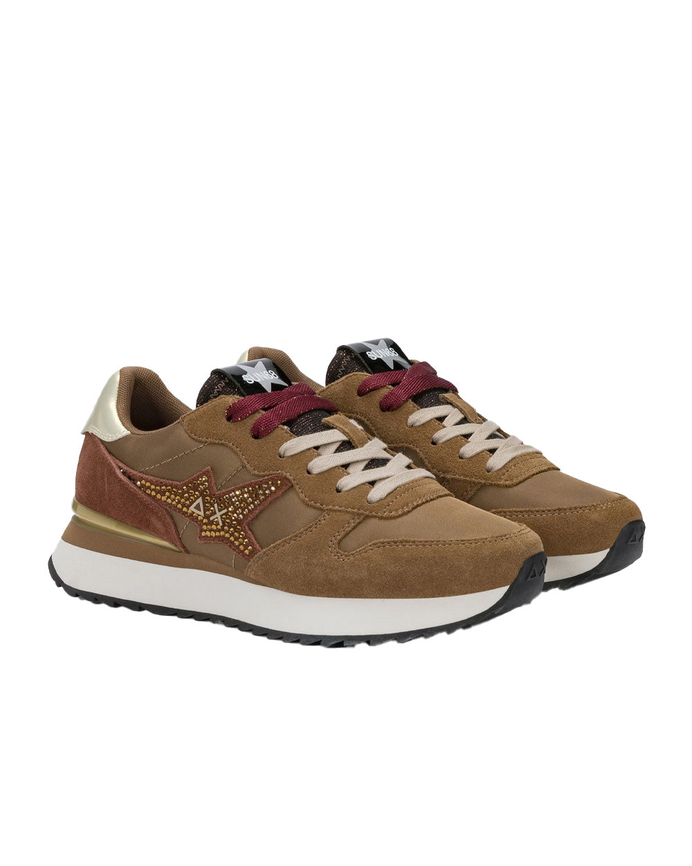 Sneakers SUN68 donna Stargirl Strass BZ46223 Marrone 