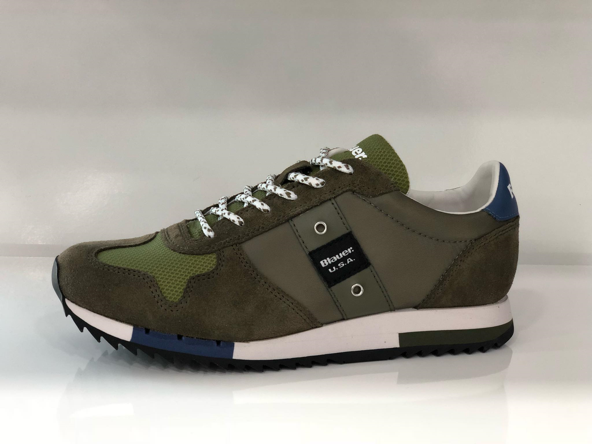 Sneakers "Quincy01/NylMilitary Green" in Pelle Scamosciata e Nylon 