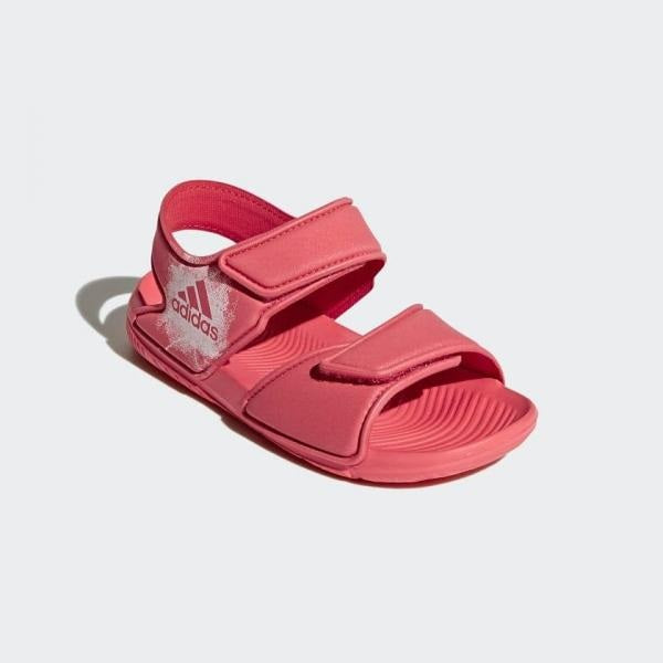Sandalo Adidas Bambino rosso con Chiusura in Velcro e Logo Laterale 