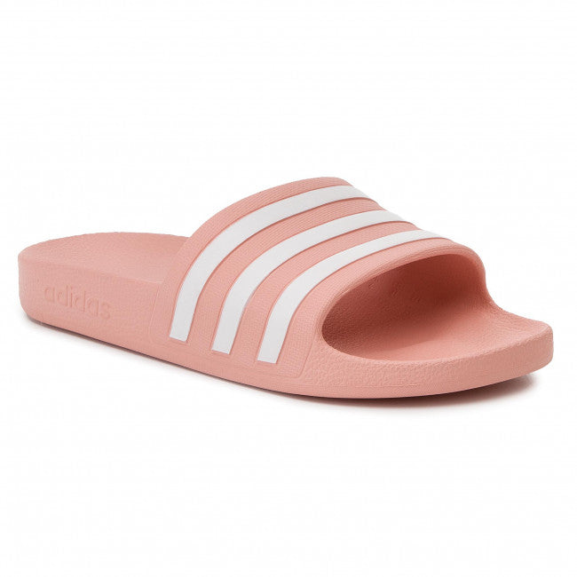 Ciabatte "Adilette Aqua" Adidas rosa da bambina con fasce bianche 
