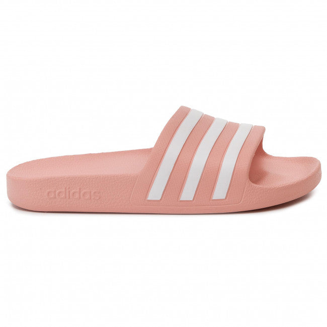 Ciabatte "Adilette Aqua" Adidas rosa da bambina con fasce bianche 