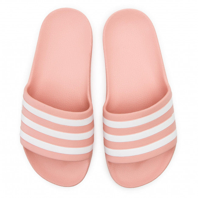 Ciabatte "Adilette Aqua" Adidas rosa da bambina con fasce bianche 