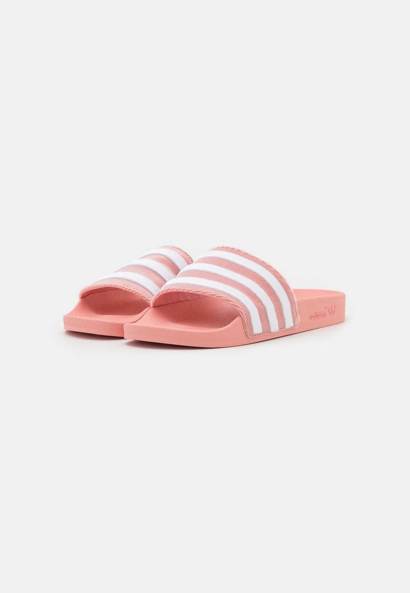 Ciabatte "Adilette Aqua" Adidas rosa da bambina con fasce bianche 