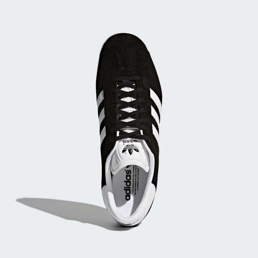Scarpa "Gazelle" Uomo Nera in Pelle Scamosciata con Dettagli Bianchi 