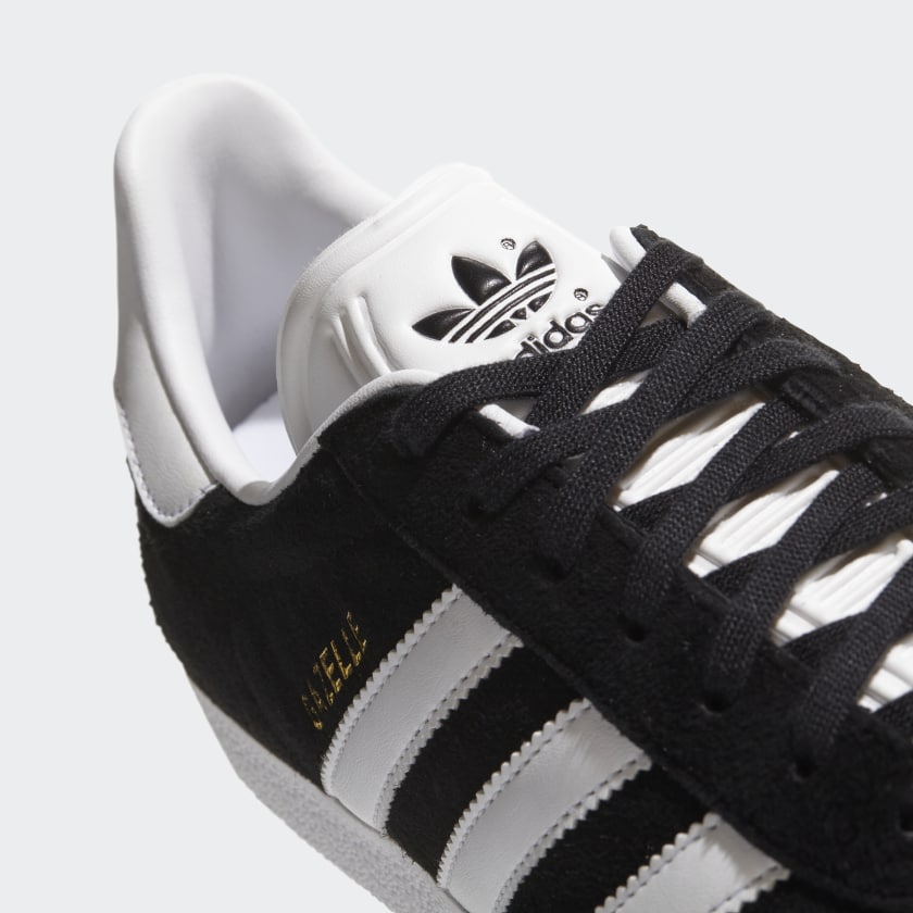 Scarpa "Gazelle" Uomo Nera in Pelle Scamosciata con Dettagli Bianchi 