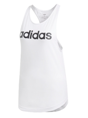 Canotta "Linear Loose" bianca da donna con logo frontale Adidas 