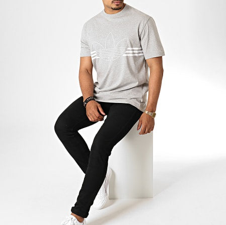 T-shirt grigia Uomo in Cotone con Logo Adidas Ricamato bianco 