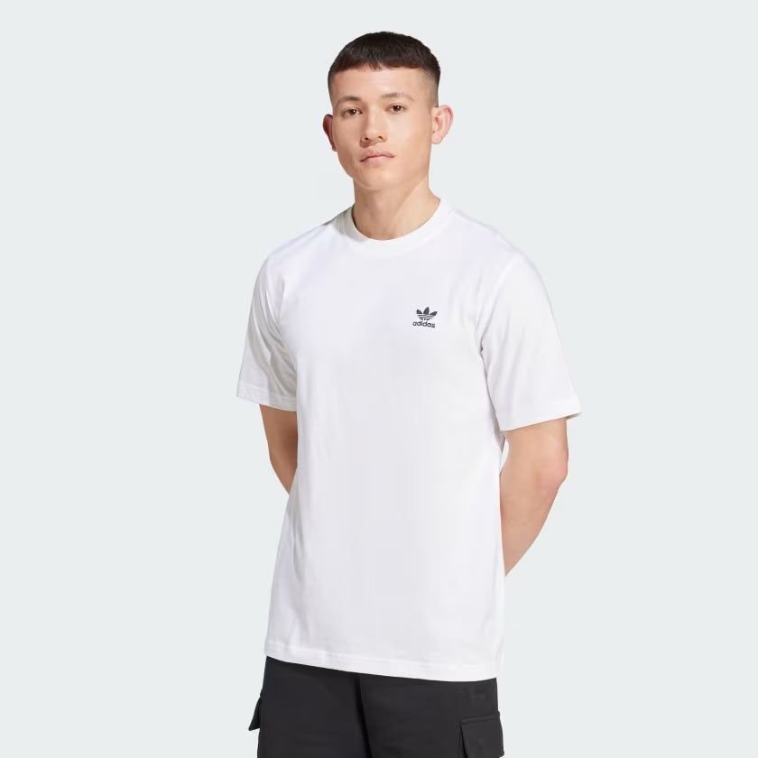 T-shirt bianca a mezza manica con logo nero Adidas Originals 