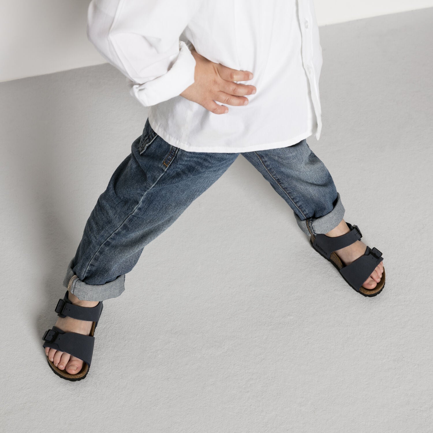sandalo bambino blu navy "New York" con suola in Birko-Flor 