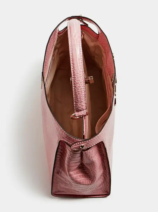 Borsa "Uptown Chic Croc Maxi" Rosa con Manico e Tracolla 