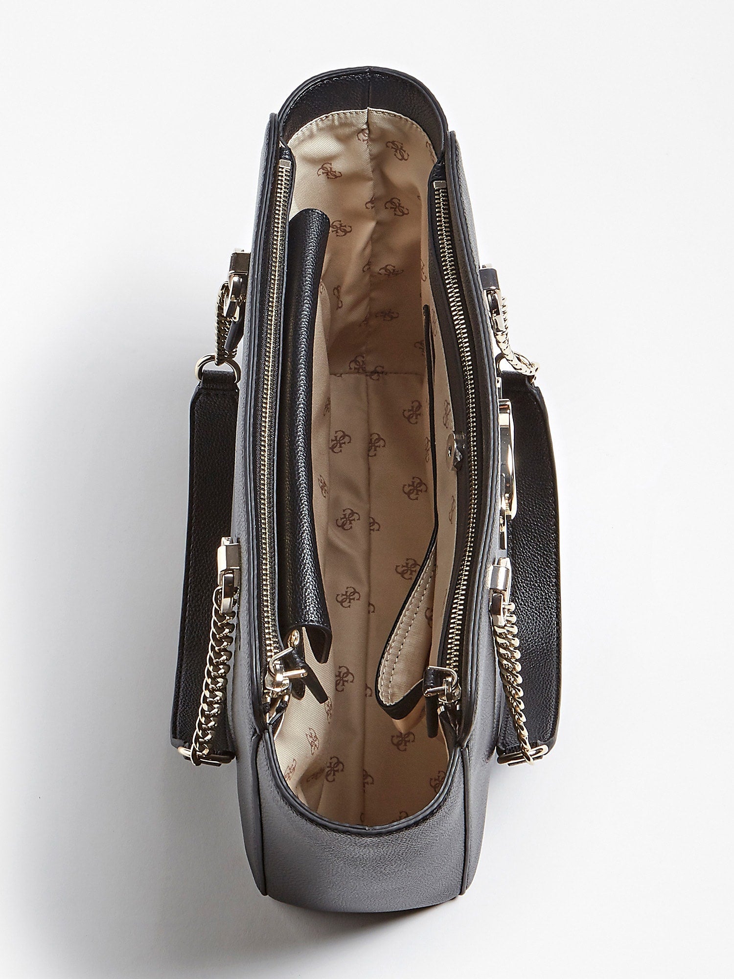 Shopper Guess "Annarita Status Carryall" nera in ecopelle con charm 