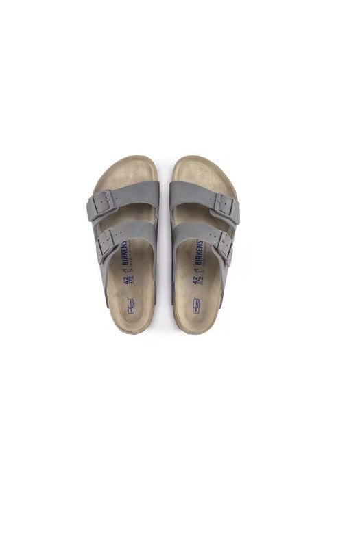 Sandali "Arizona" Uomo Grigio con Doppia Fascia in Pelle Scamosciata 