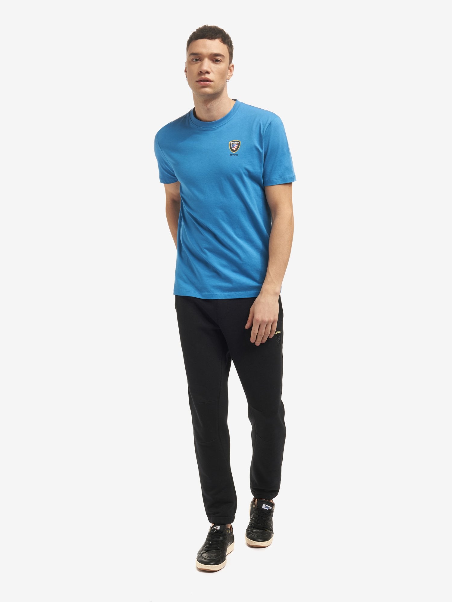 T-shirt "NYPD" Azzurra con Logo Ricamato 