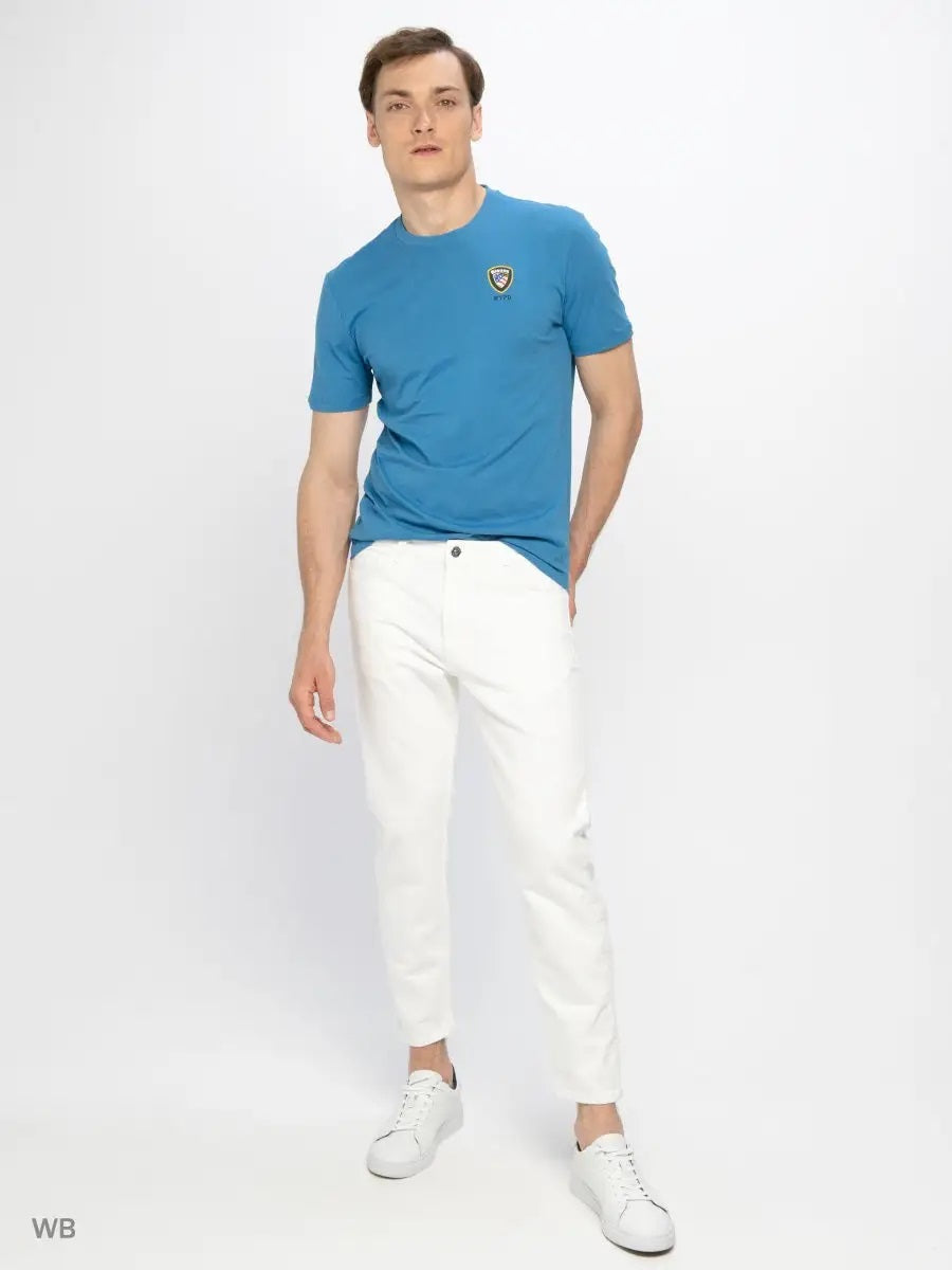T-shirt "NYPD" Azzurra con Logo Ricamato 