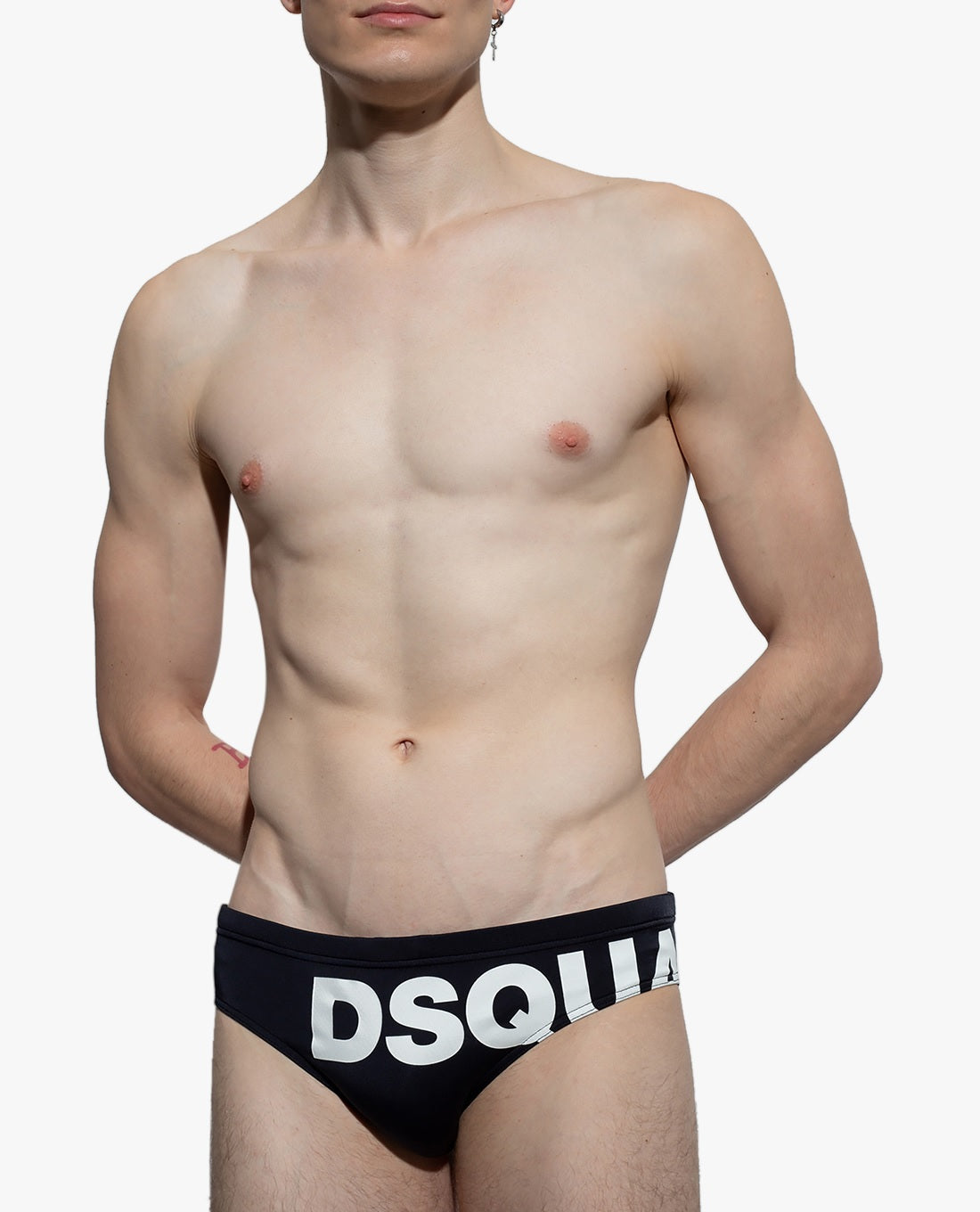 Slip Mare Nero con Maxi Logo DSQUARED2 bianco a Contrasto 