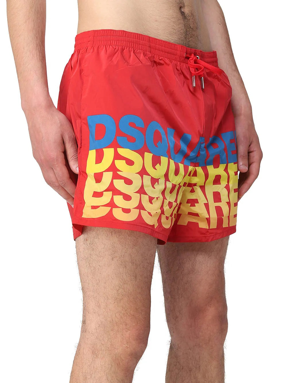 Boxer Mare Dsquared2 Rosso con Maxi Logo Multicolor 
