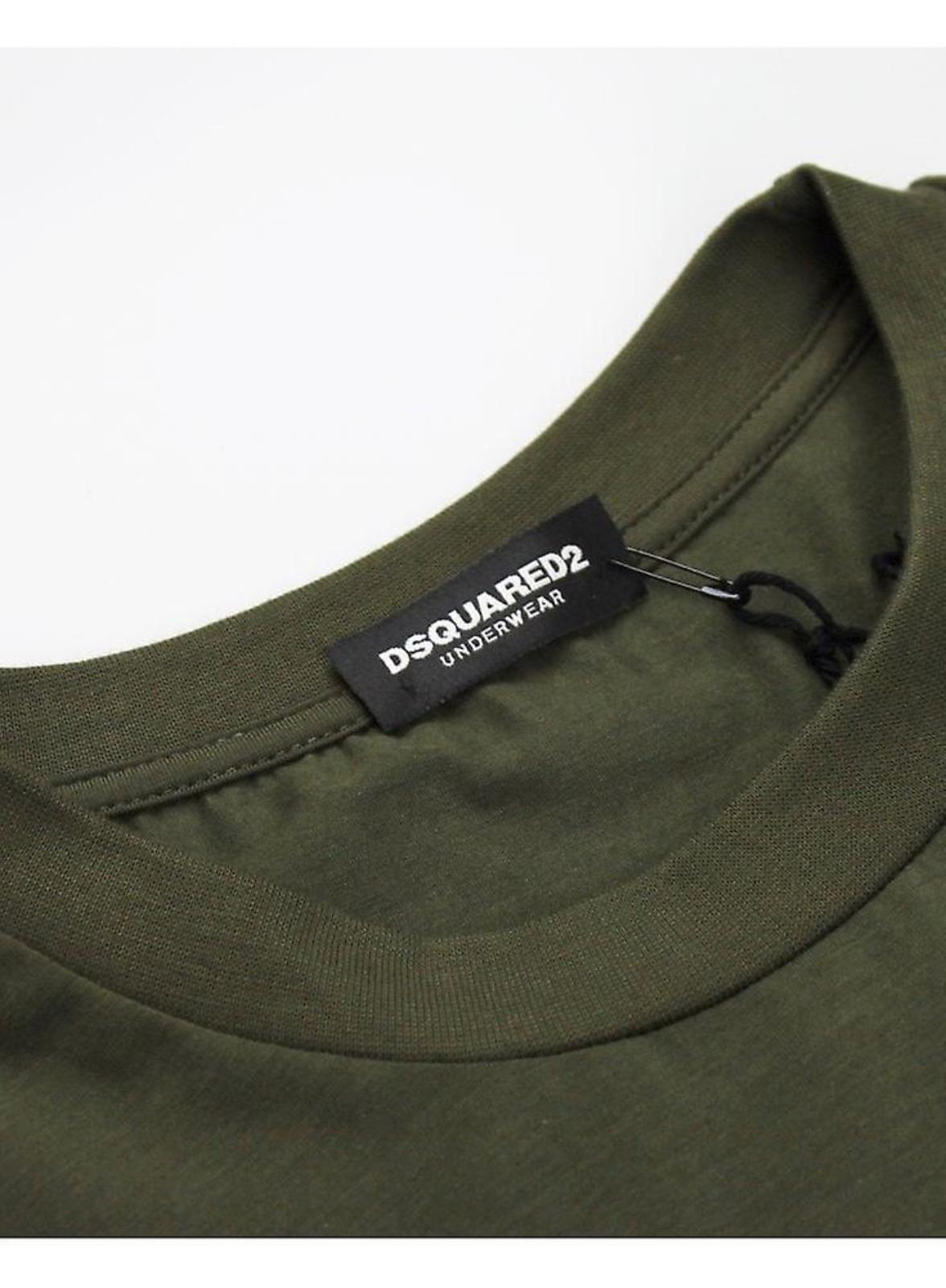T-shirt verde militare"ICON" con Stampa sulla Manica in Cotone 