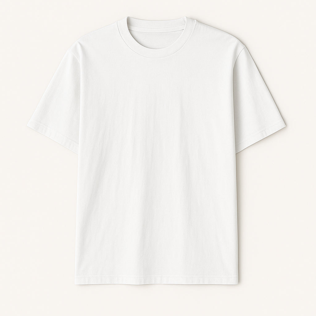 T-shirt Over bianca in Jersey Elasticizzato con Logo a Contrasto 