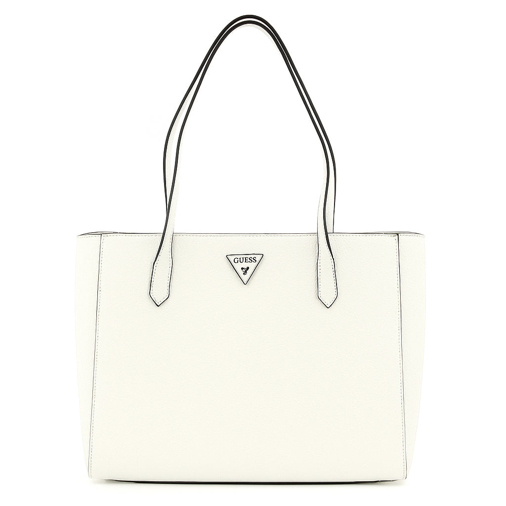 Shopper "Downtown Chic" bianca in Similpelle con Logo Smaltato 