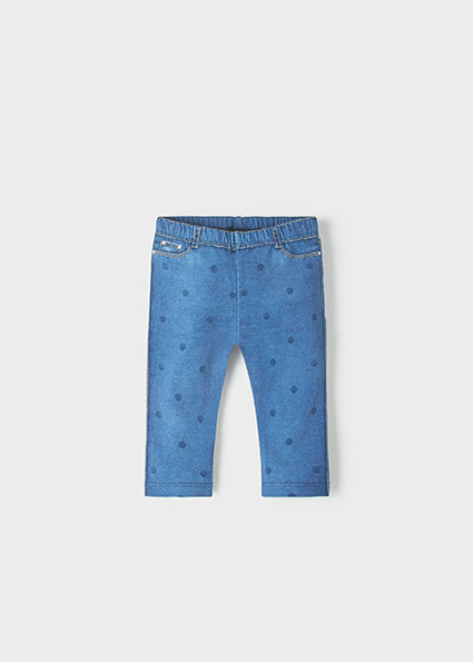 Leggings neonata Mayoral effetto denim con micro pois 