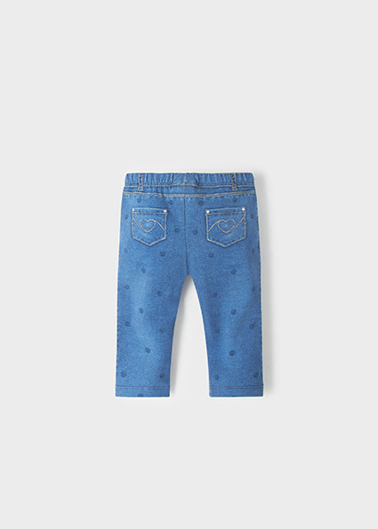 Leggings neonata Mayoral effetto denim con micro pois 