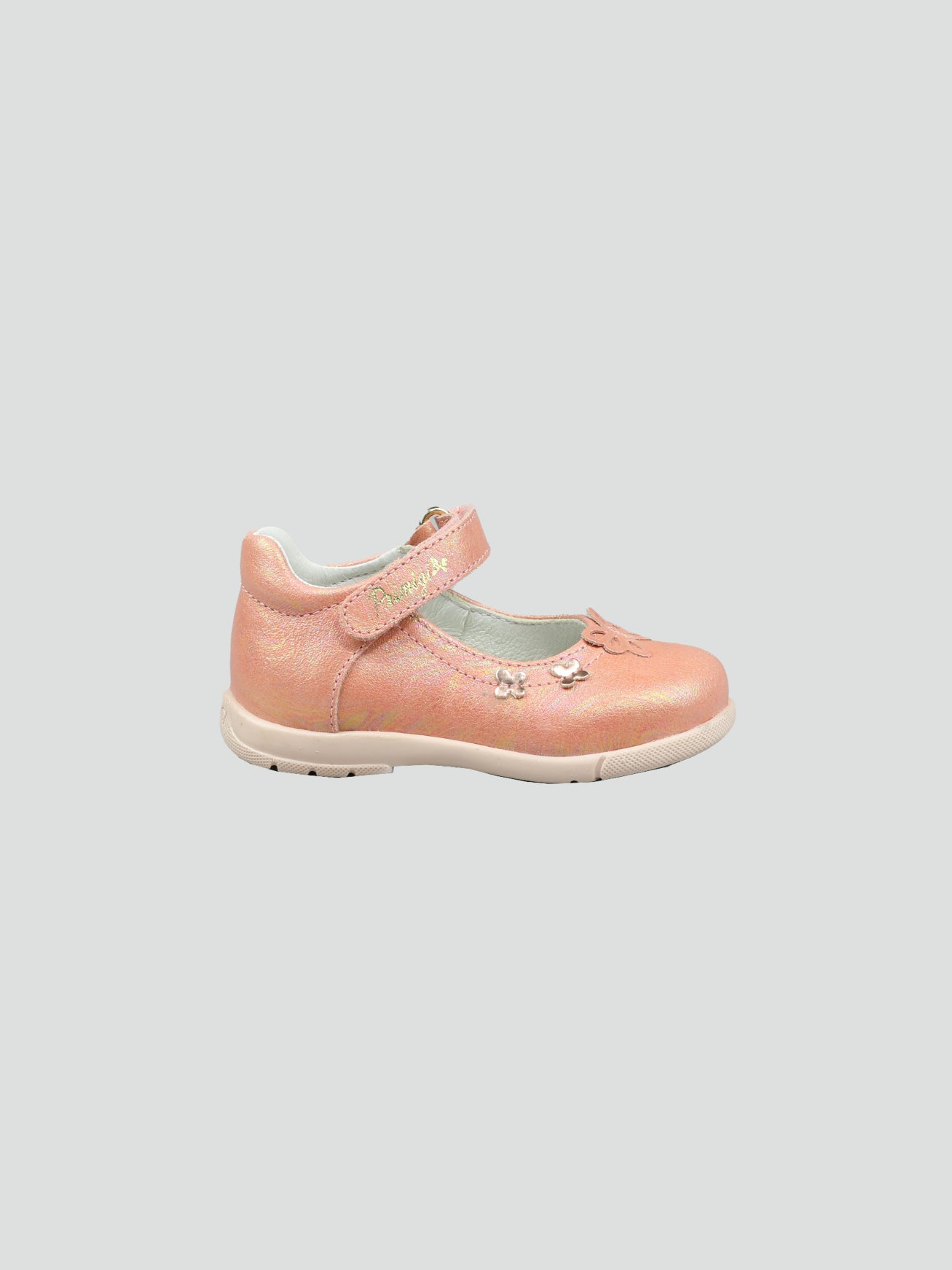 Ballerina rosa con dettagli floreali e chiusura a strappo 