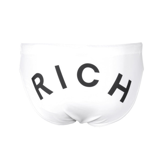Costume da bagno slip bianco con Logo RICH a Contrasto 