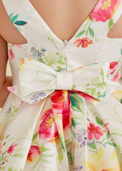 Abito Bambina Abel & Lula Avorio con Stampa Floreale Multicolor 