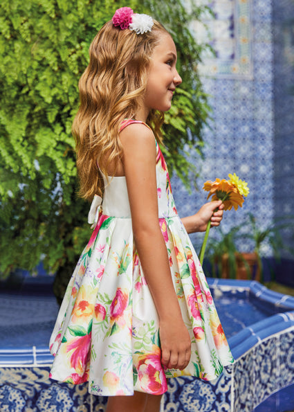 Abito Bambina Abel & Lula Avorio con Stampa Floreale Multicolor 