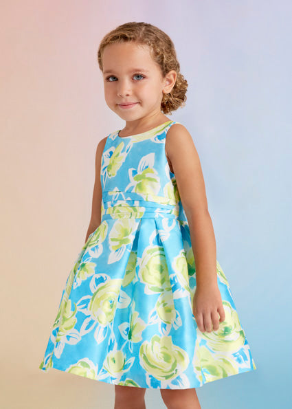 Abito Abel & Lula Celeste con Stampa Floreale Giallo Lime 