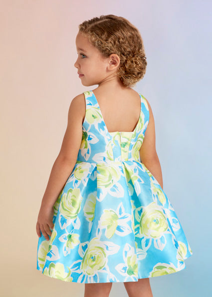 Abito Abel & Lula Celeste con Stampa Floreale Giallo Lime 