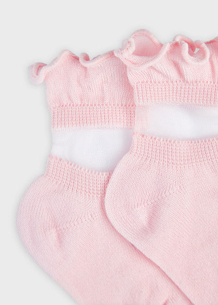 Calze Bambina Abel & Lula Rosa con Volant e Dettaglio a Costine 