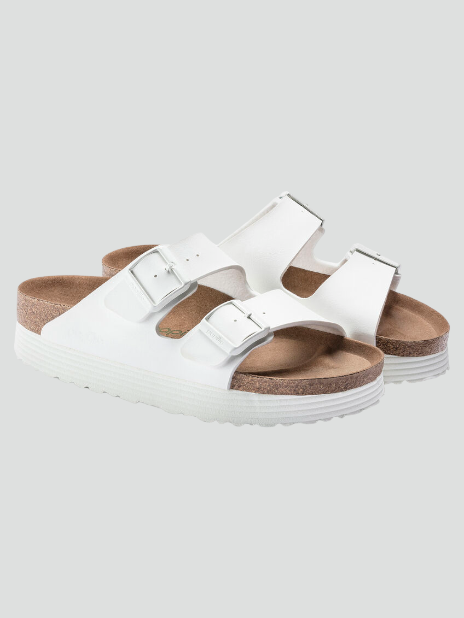 Sandali "Arizona Papillio" bianchi con Suola Platform e Doppia Fascia 