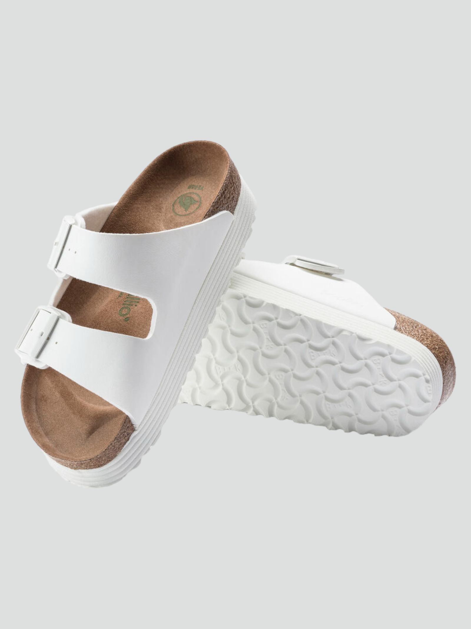 Sandali "Arizona Papillio" bianchi con Suola Platform e Doppia Fascia 