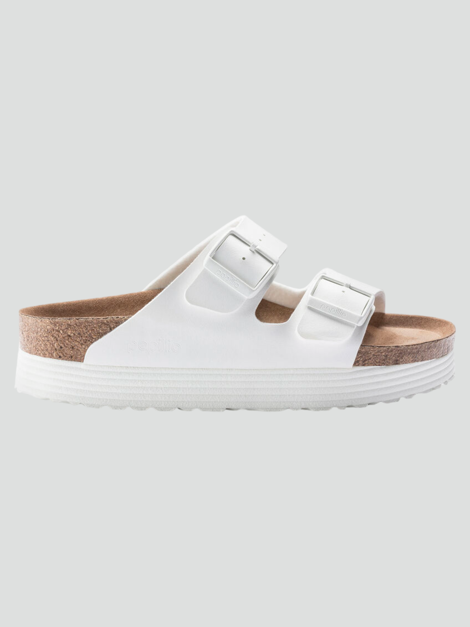 Sandali "Arizona Papillio" bianchi con Suola Platform e Doppia Fascia 