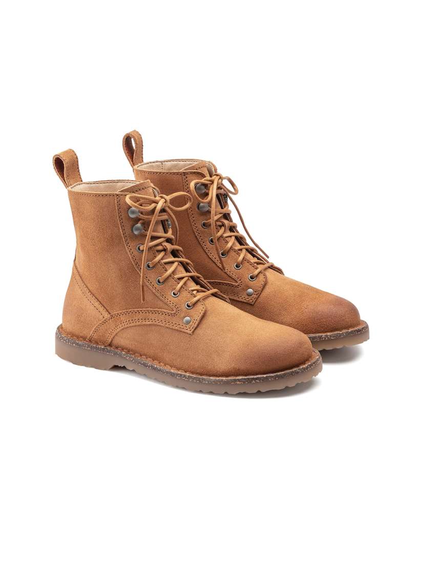 Stivaletti "Bryson" Nocciola in Pelle Scamosciata con Allacciatura Alta 